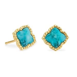 🎈SOLD!🎈Kendra Scott Mallory Gold Earrings Variegated Turquoise Magnesite NWT